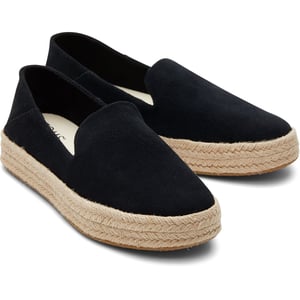 TOMS Carolina 100% Rindsleder Damen schwarze Espadrilles