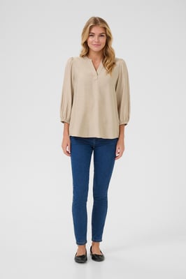 Langarm-Bluse Regular fit cream