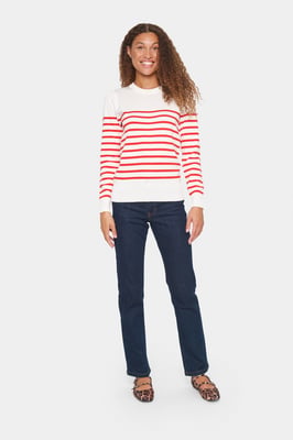 Strickpullover Gerade Passform white red