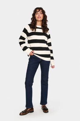 Strickpullover Lockere Passform black offwhite