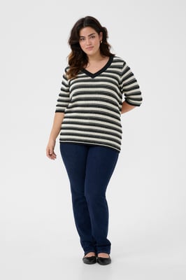 Strickpullover Loose fit black offwhite