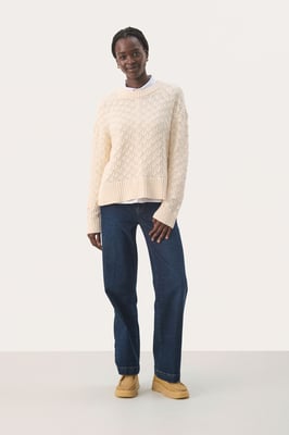 Strickpullover Gerade Passform cream