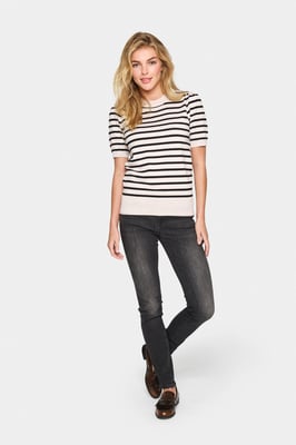 Strickpullover Gerade Passform black offwhite