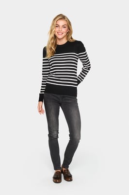 Strickpullover Gerade Passform black offwhite