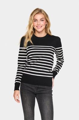 Strickpullover Gerade Passform black offwhite