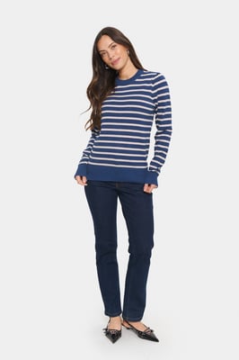 Strickpullover Gerade Passform blue white