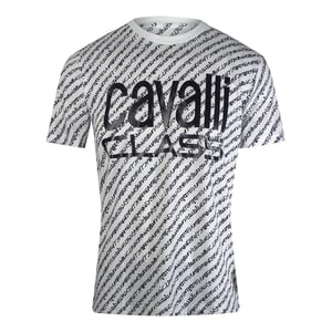 Cavalli Class - Weißes T-shirt Mit Fettem Logo-schriftzug