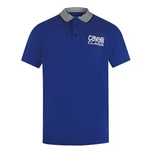 Cavalli Class - Poloshirt Mit Gestreiftem Kragen In Irisblau