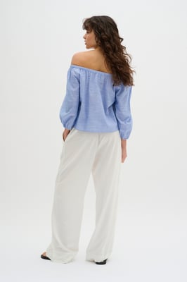Kurzarm-Bluse Loose fit blue white