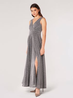 Apricot Glitzerndes Lurex-Maxikleid