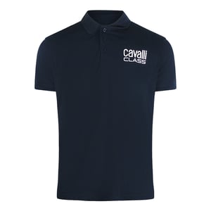 Cavalli Class Poloshirt Mit Auffälligem Logo In Marineblau