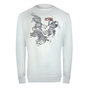 Cavalli Class Sweatshirt Mit Paisley-leoparden-design In Cremeweiß
