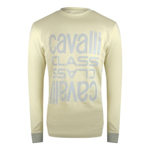 Cavalli Class Sweatshirt Mit Mehreren Logos In Beige Und Sand