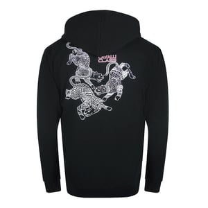 Cavalli Class - Schwarzer Kapuzenpullover Mit Reißverschluss Im Traditionellen Leoparden-design