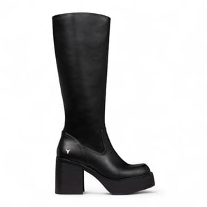 Windsorsmith Damen-Stiefel aus schwarzem Kunstleder mit kniehohem Plateauabsatz - Niche