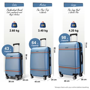 Hartschalen-Kabinenkoffer-Set Blau Marine Robustes ABS Leichtgewicht Reisegepäck Urlaubstasche