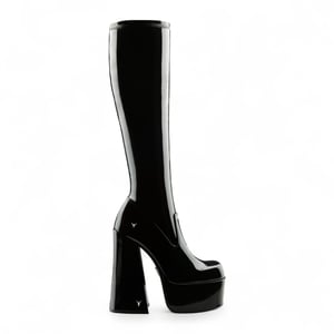 Windsorsmith Damen-Stiefel mit kniehohem Plateau und Gothic-Absatz, Schwarz - Saucy