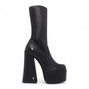 Windsorsmith Damen-Stiefel mit wadenhohem Plateau und Gothic-Absatz in Schwarz – Saviour