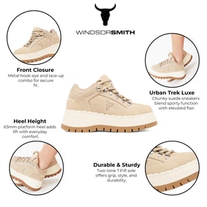 Windsorsmith Damen Sandbraune Wildleder-Sneakers mit dicker Plateausohle - Ultimatum