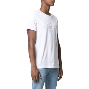 Weißes T-shirt Mit Balmain Paris-logoprägung