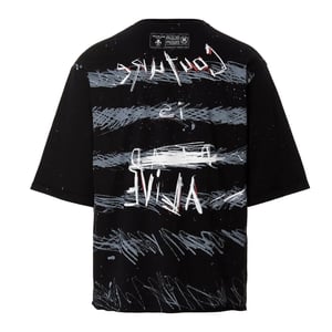 Balmain Paris - Schwarzes T-shirt Mit Graffiti-münzlogo
