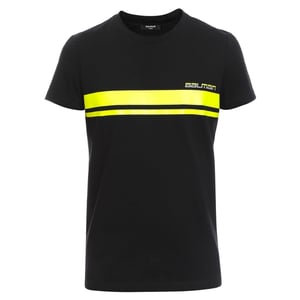 Balmain - Schwarzes T-shirt Mit Neonlogo