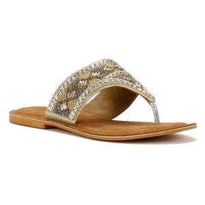 Tower Footwear Wide Vamp Toepost Damen Gold Sandalen
