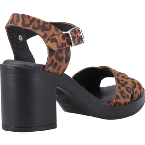 Hush Puppies Georgia Damen Sandalen Aus Leder Mit Leopardenmuster