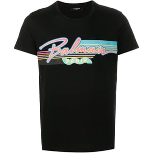 Balmain Paris - Schwarzes T-shirt Mit Retro-logo