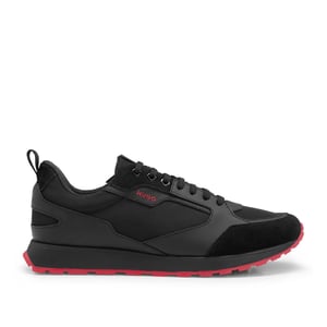 Hugo - Herren Sneaker "Icelin", Wildleder-Panel (Schwarz/Rot)