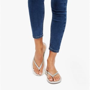 Fitflop Iqushion Damen Ergonomische Zehensteg Flip-Flops Silber
