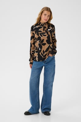 Langarm-Bluse KAamber Regular fit black brown