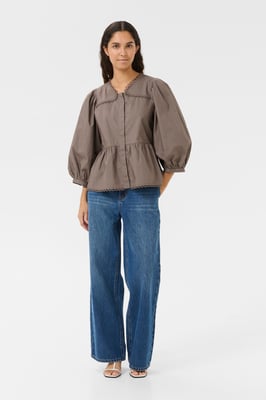 Kurzarm-Bluse KBAnnabelle Peplum fit beige