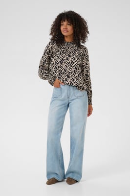 Langarm-Bluse KAdina Regular fit black offwhite