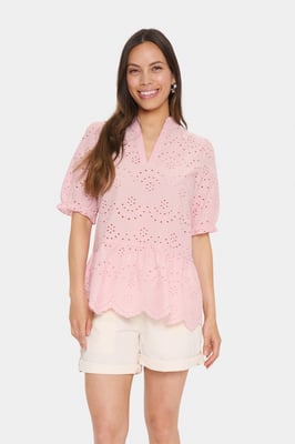 Kurzarm-Bluse GeleksaSZ Gerade Passform rose