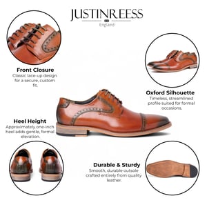 Justin Reess Herren-Oxford-Schuhe aus braunem Leder zum Schnüren - Jenson