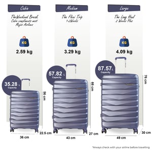 Hartschalenkoffer TSA Rauchblau Robuster 8-Rad-Handgepäck-Reisekoffer für den Urlaub