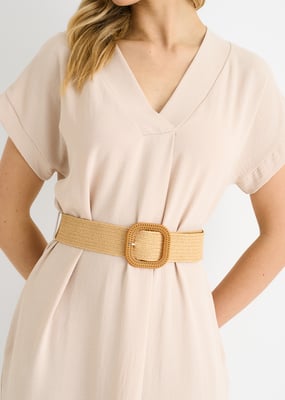 Beige Air Flow Kleid mit Gürtel und Übergröße