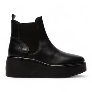 Fly London Damen HELY268 Chelsea-Stiefel aus Leder mit Plateausohle, Schwarz