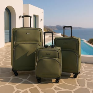 Erweiterbarer weicher Khaki-Grün-Koffer mit 8 Rädern, leichtes Gepäck, Reisetaschen