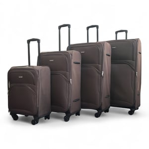 Erweiterbarer weicher brauner 8-Rad-Leichtkoffer, Reisetaschen, 4er-Set