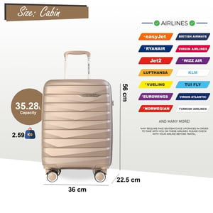 Hartschalen-Kabinenkoffer PP Gepäckkoffer Passend für Easyjet, Ryanair