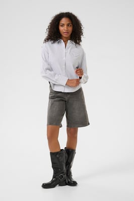 Langarm - Hemd KAosita Loose fit white black