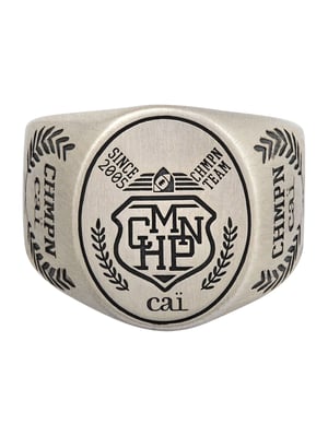 cai Ring 925/- Sterling Silber Siegelring satiniert oxidiert Champion Wappen