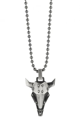 cai Anhänger mit Kette 925/- Silber oxidiert Bullhead