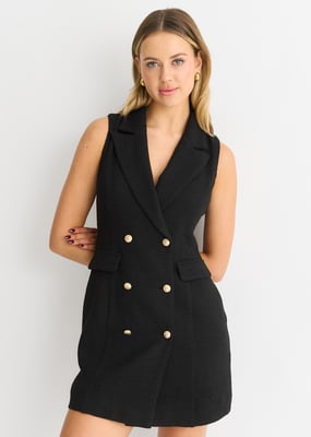 Schwarzes Doppelbrust-Boucle-Blazer-Min