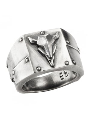 cai Ring Silber 925 oxidiert Stierkopf