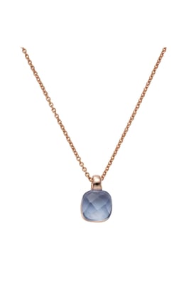 Jamelli Anhänger mit Kette 925 Silber rosé vergoldet Quarz blau (beh.)