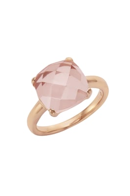 Jamelli Ring Silber 925 rosé-vergoldet mit echtem Rosenquarz 12mm