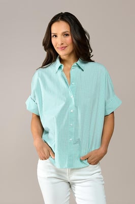 Caroline Tensen Leeds Karobluse Weiß / Grün